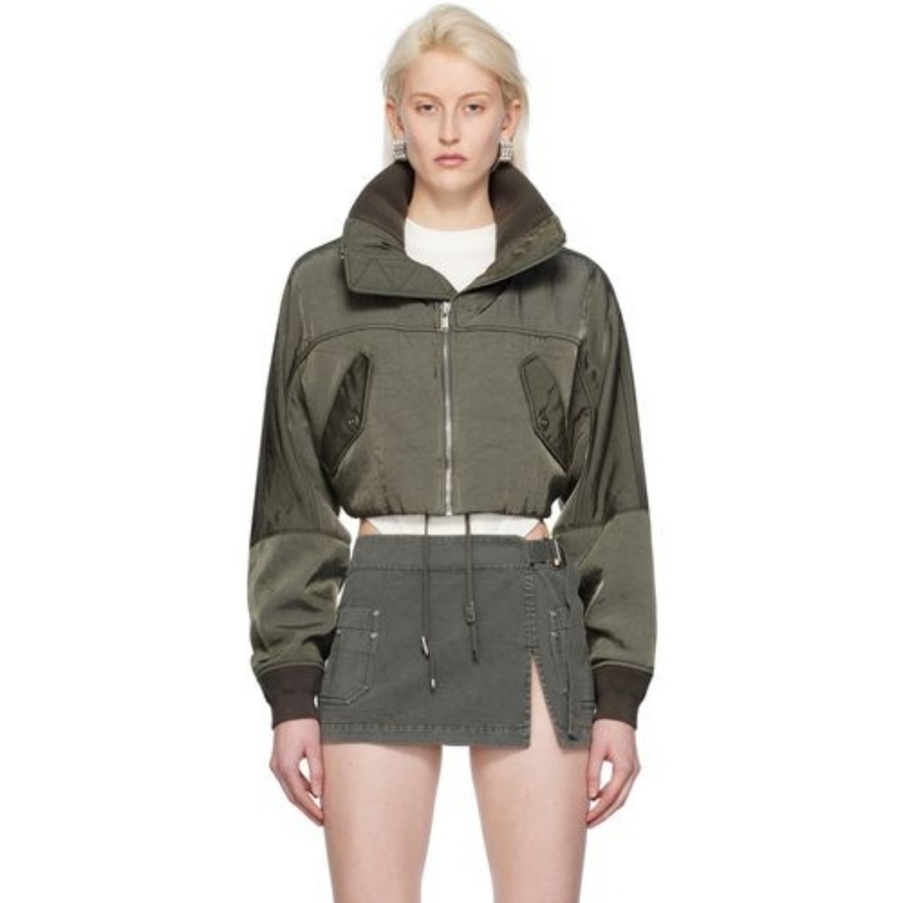 Big Sale! Dion Lee Khaki Crop Bomber Jacket
